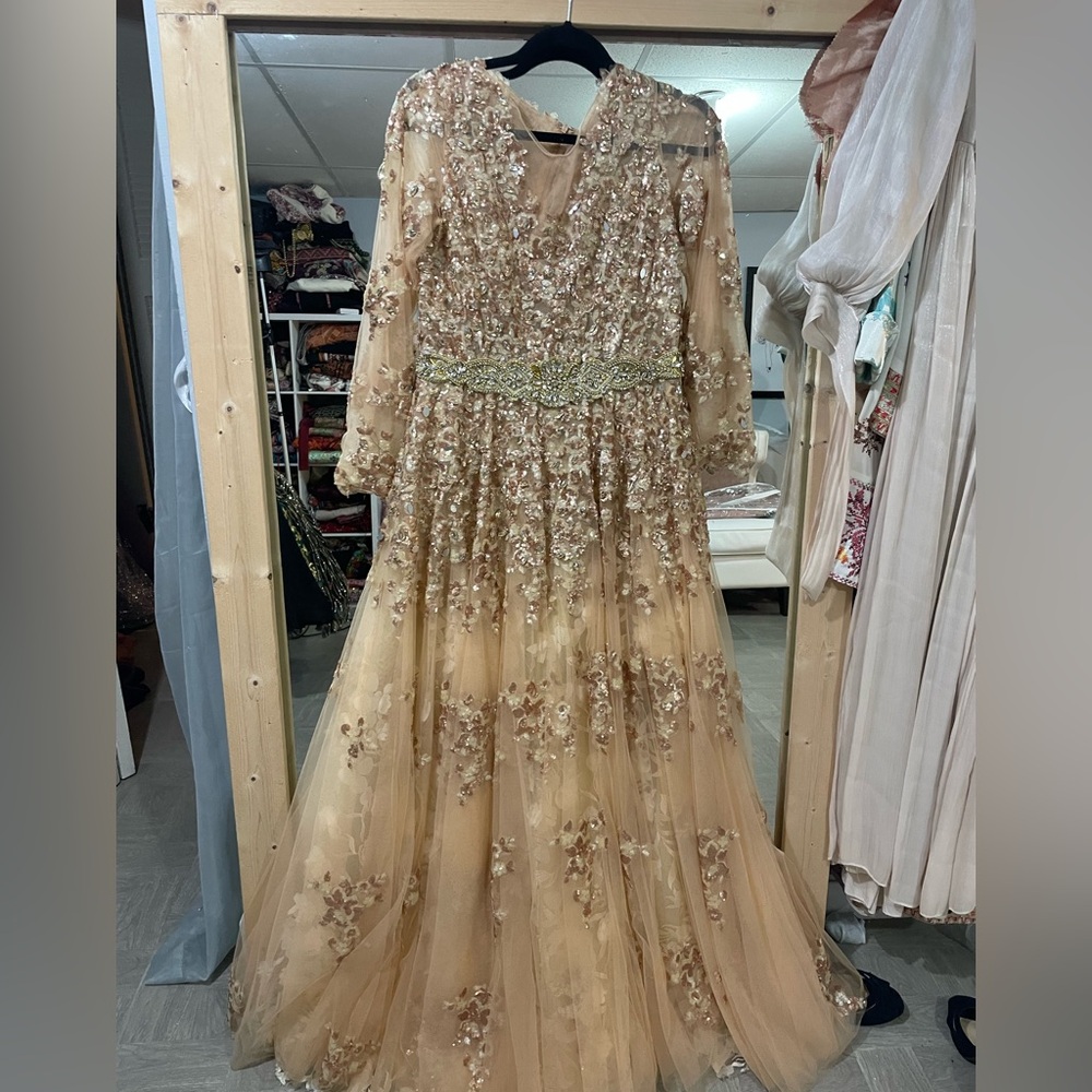 Gold dress size 12 used long sleeve